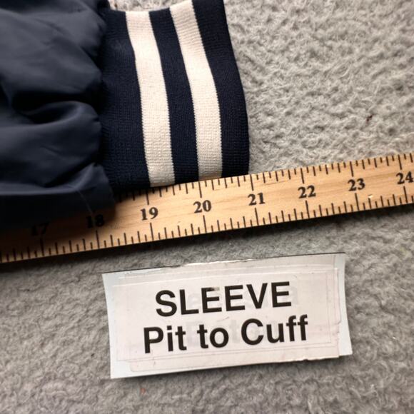 Vintage 70s Win Wear Nylon Varsity Button Lined Jacket Men Large Navy Blue Snap - Picture 5 of 16